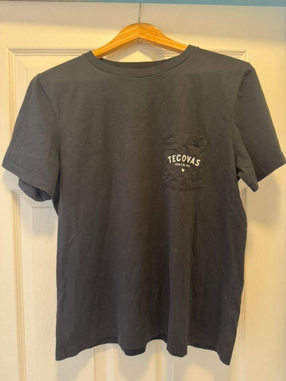 Tecovas Pocket T-Shirt Women's XL Black Austin Texas Logo 100% Cotton Western